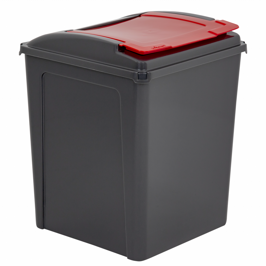 Recycle It 50L Bin & Lid Graphite/Gen. Red - 12415 - What More UK