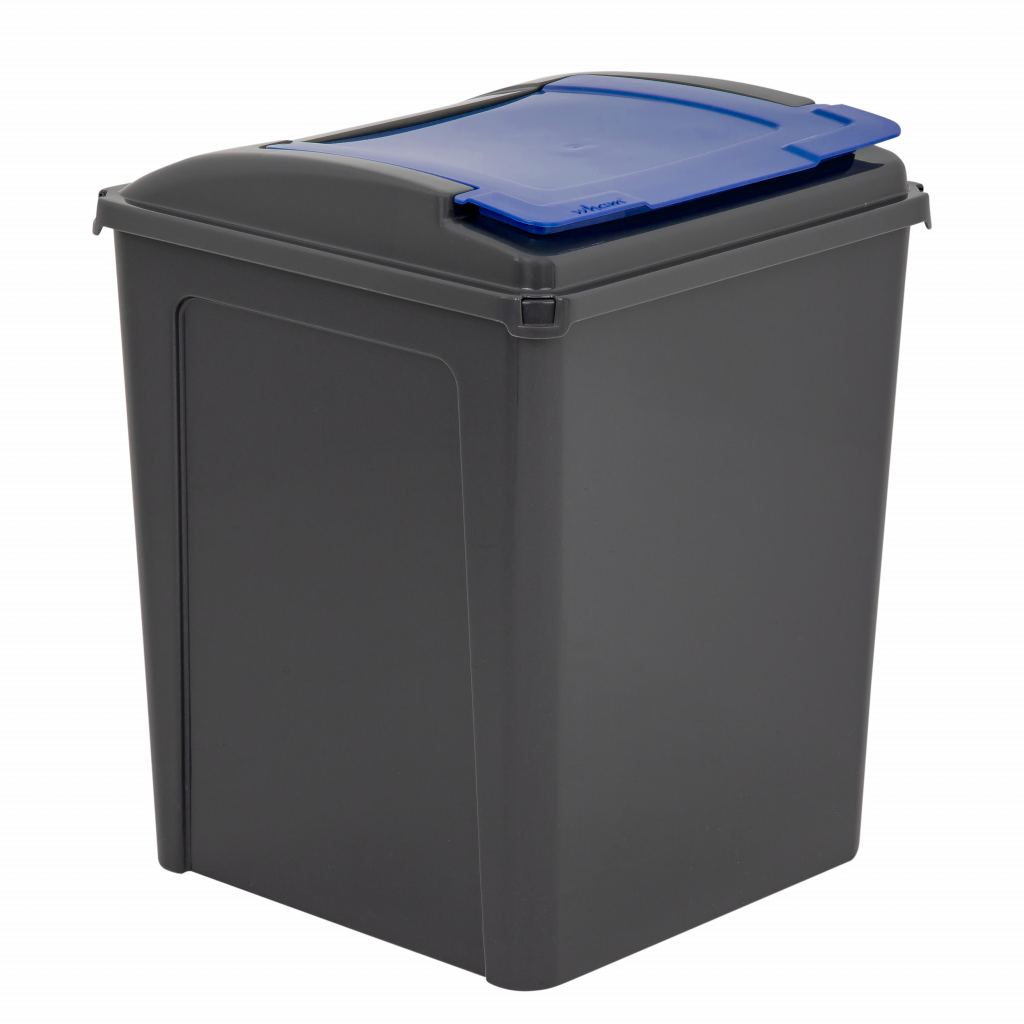 Recycle It 50L Bin & Lid Graphite/Gen. Blue - 12416 - What More UK