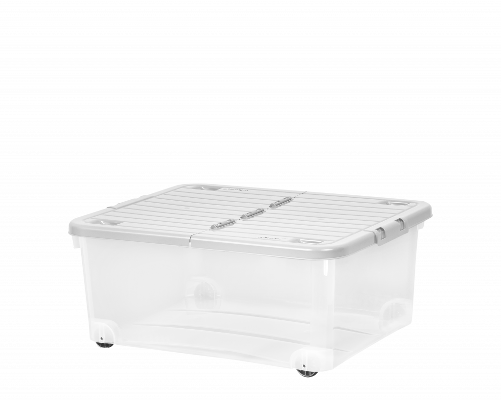 30L Box with Wheels & Folding Lid Clear/Cool Grey - 15333 - What More UK